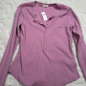 T.La Women's Pink Button‎ Neck Cardigan Sweater with tags hole